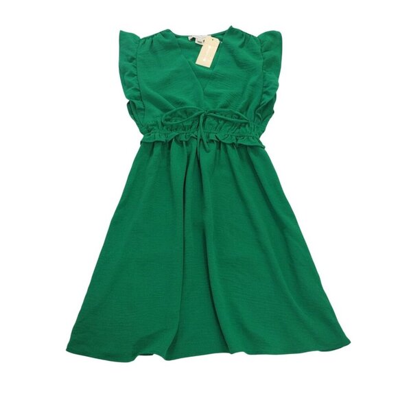 Monteau Womens Green Ruffle Sleeve Midi Dress S Polyester, NWT. - Picture 5 of 7